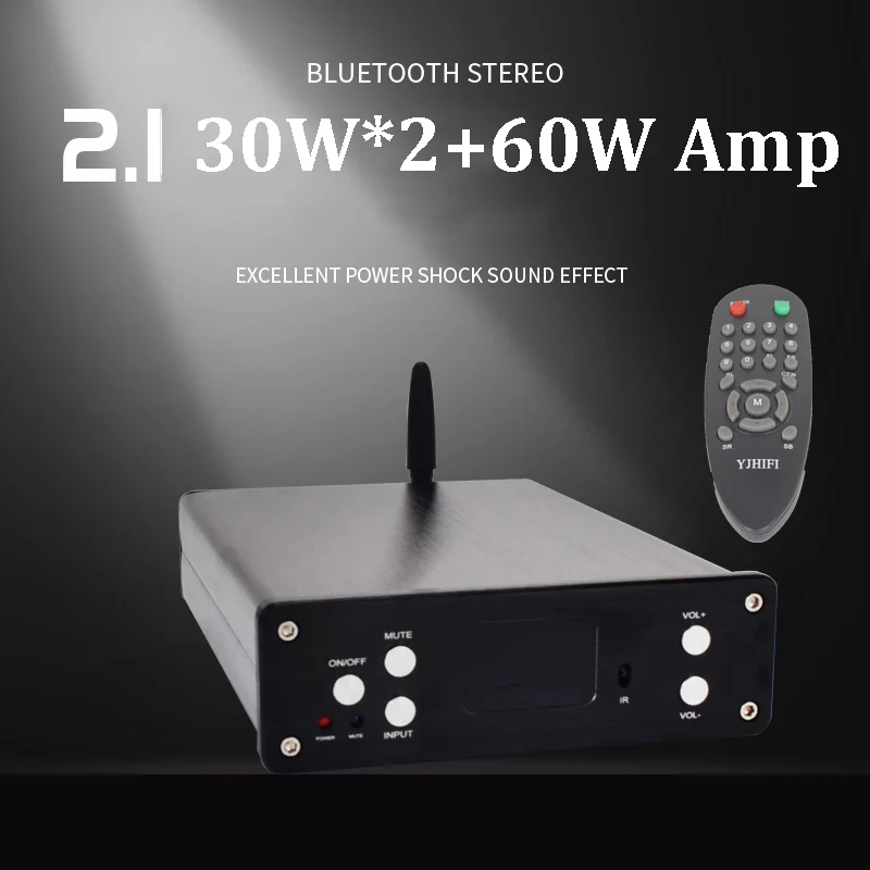 

STA326 30W*2+60W 2.1 Stereo Amplificador Csr8675 Bluetooth 5.0 Fiber coaxial USB input Audio Amplifier with OLED T1125
