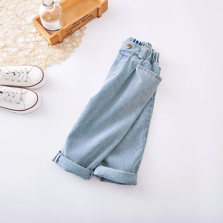 Джинсы для маленьких девочек синие демисезонные детские брюки одежда детей
