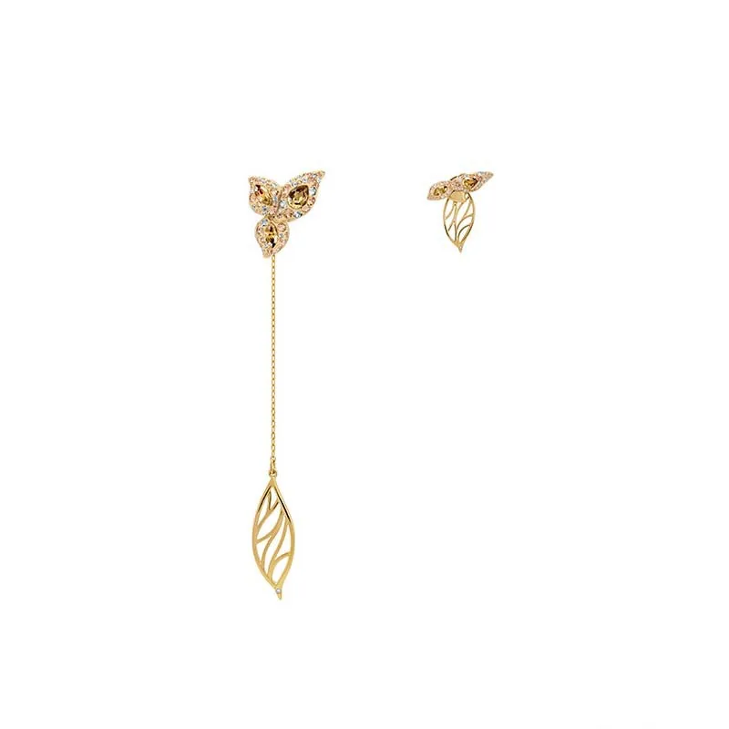 

Elegant Petals Hanging Earrings Female Hollow Leaf Earrings SWA 1:1