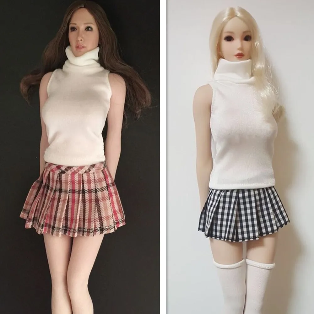 

1/6 Scale Hotstuff UD TBL Female Shirt Plaid Skirt for 12 Inches Girl Action Figures