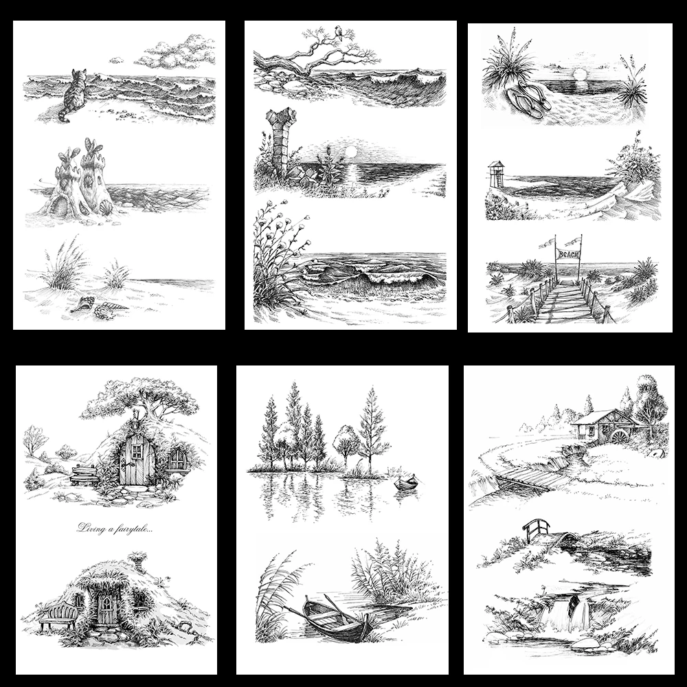 Прозрачные штампы с тропическим пляжем/деревьем домом новинка 2021 для