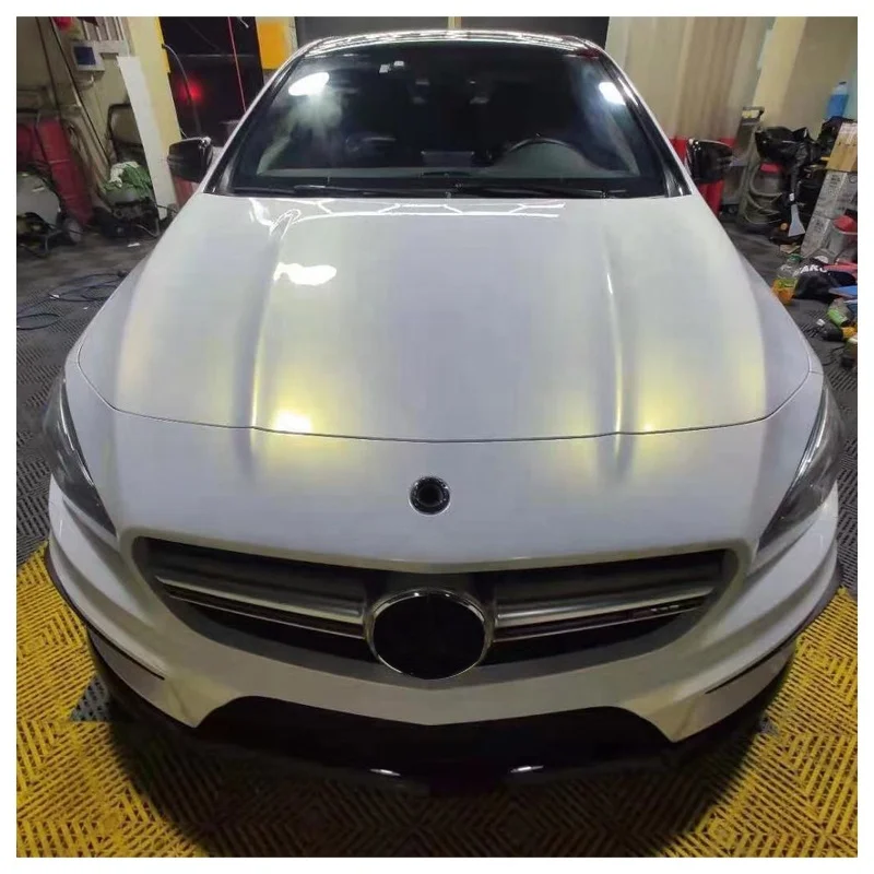 

White pearl satin color changing film glossy metallic car wrap vinyl car wrapping vinyl roll