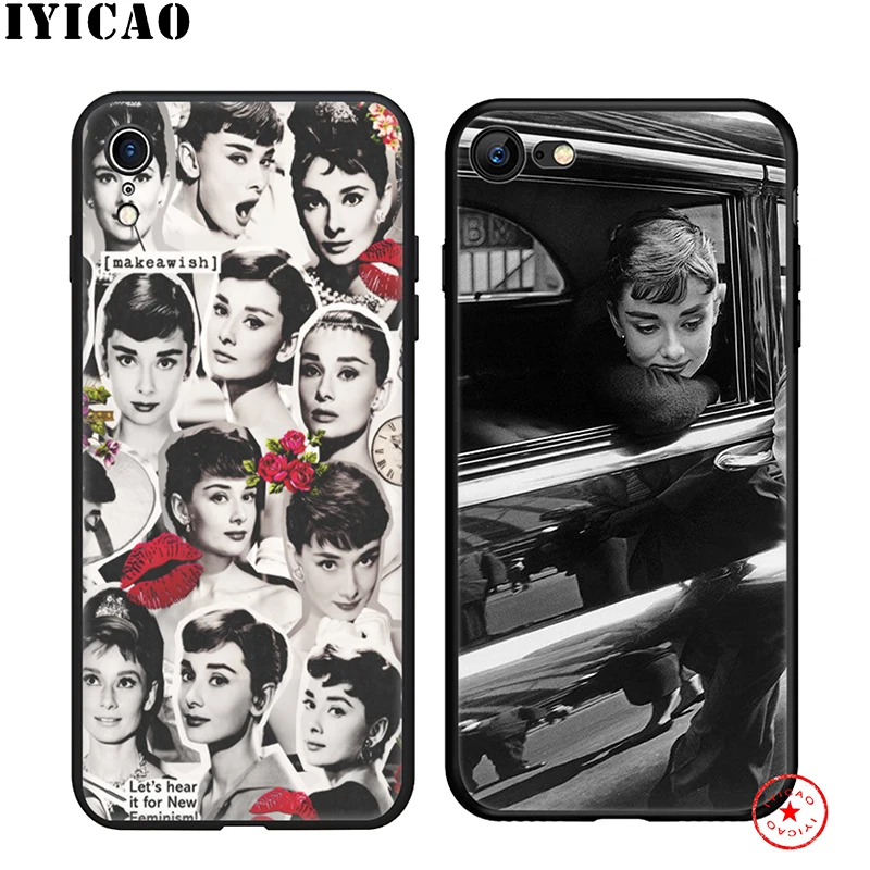 IYICAO Audrey Hepburn Soft Phone Case for iPhone 11 Pro XR X XS Max 6 6S 7 8 Plus 5 5S SE Silicone TPU |