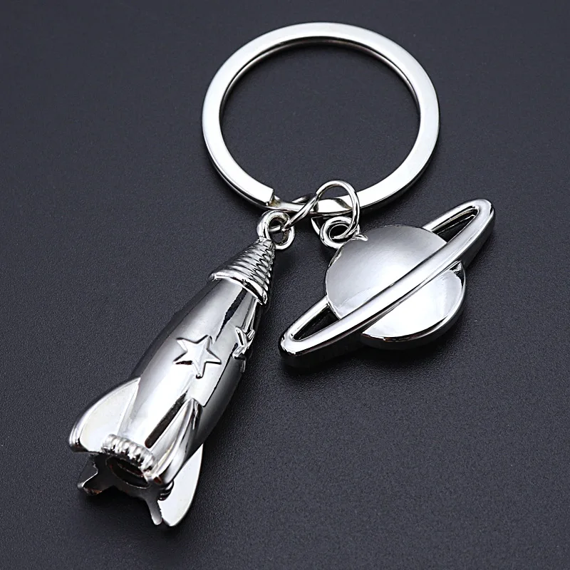 

New Metal Rocket Keychain Men Dream Planet Spaceship Key Chain Space Travelling Car Keyring Best Gift Jewelry K4231