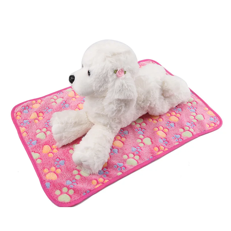 Cute Dog Bed Mats Soft Flannel Fleece Paw Foot Print Warm Pet Blanket Sleeping Beds Cover Mat for Small Medium Dogs Cat Supplies | Дом и сад