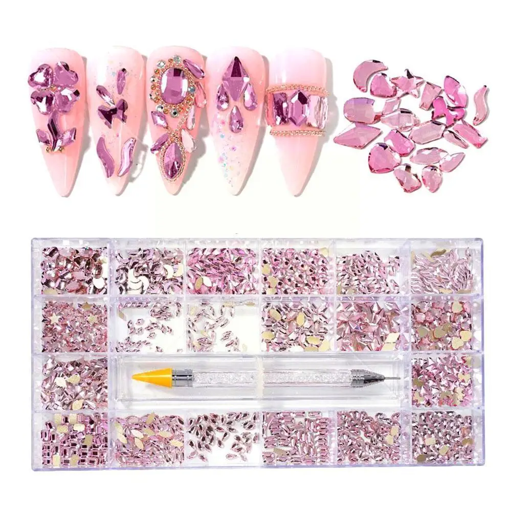 

Beautiful cute high quality Glass Nail Diamond Jewelry sophisticated Stylish Glass durable portable rhinestones Crystals Na L5W7