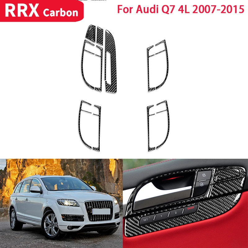 

RRX Car Interior Sticker Inner Door Handle Button Frame Decoration Cover Trim Real Carbon Fiber Sticker for Audi Q7 4L 2007-2015