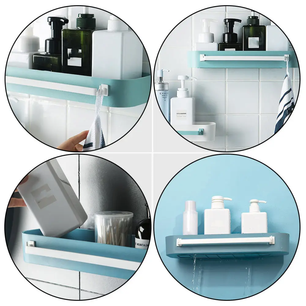 

Punch-free Bathroom Storage Holder Water Dripping Storage Caddy with Handle