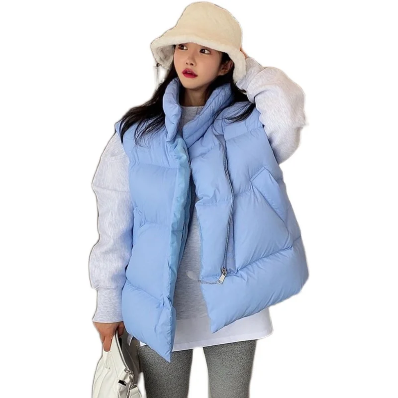 

Bread suit stand collar coat loose solid color student lady vest cotton coat zipper commuting winter short coat female