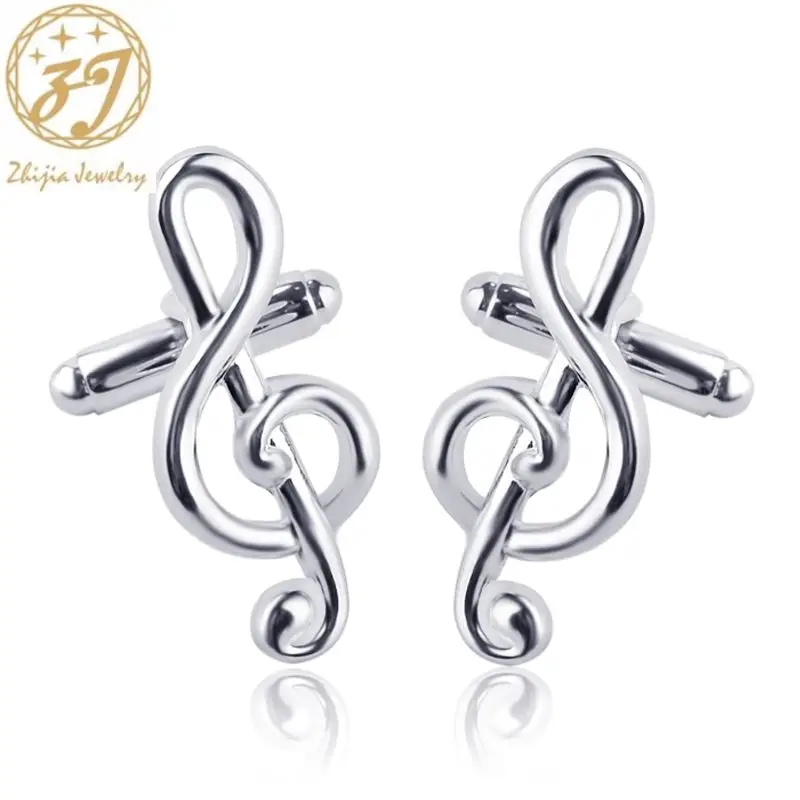 Zhijia серебряный цвет нот элегантный мужской костюм аксессуары запонки джентльмен