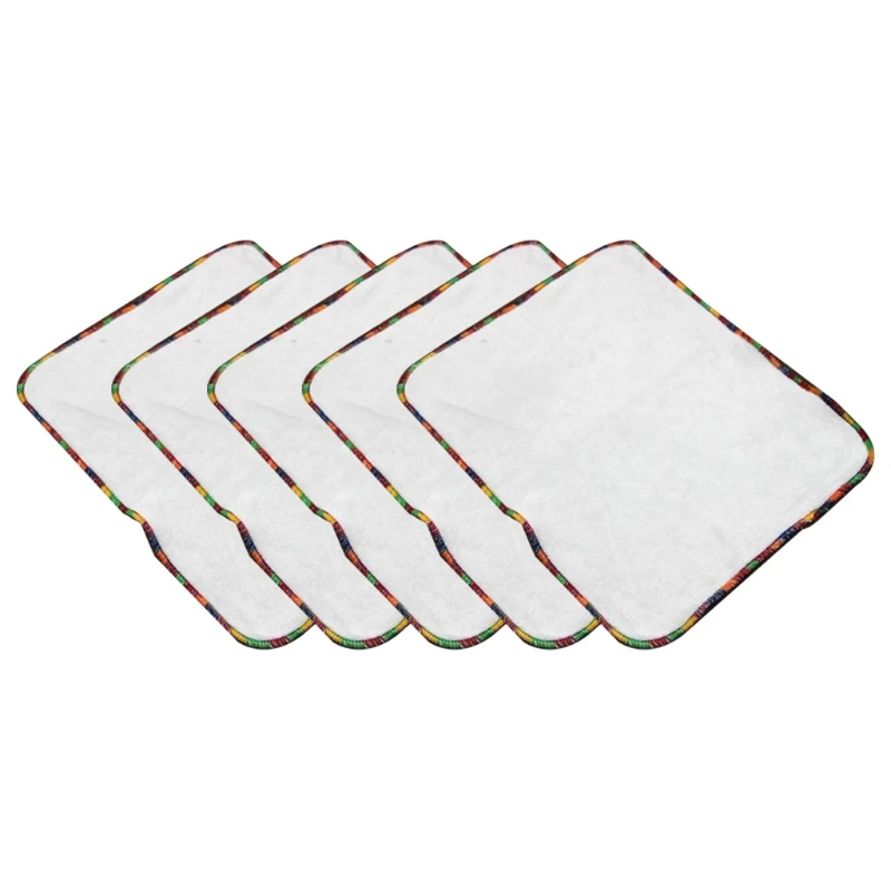 

5 Pcs Baby Feeding Drool Bibs Reusable Washable Wipe Towel Saliva Towel Bamboo Fiber Anti-Stain Burp Cloth for Newborn A2UB