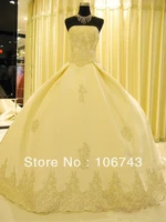 free shipping 2021 luxurious satin applique long train wedding dress bridal dresses pageant gown