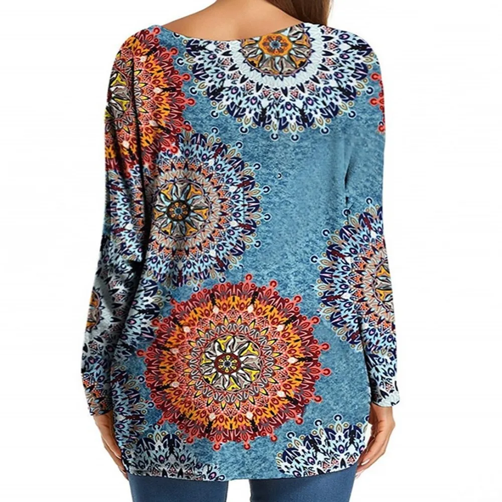 

2021 Spring Autumn Casual Women T Shirts O Neck Loose Print Batwing Sleeve T Shirts 5XL Plus Size Womens Clothing