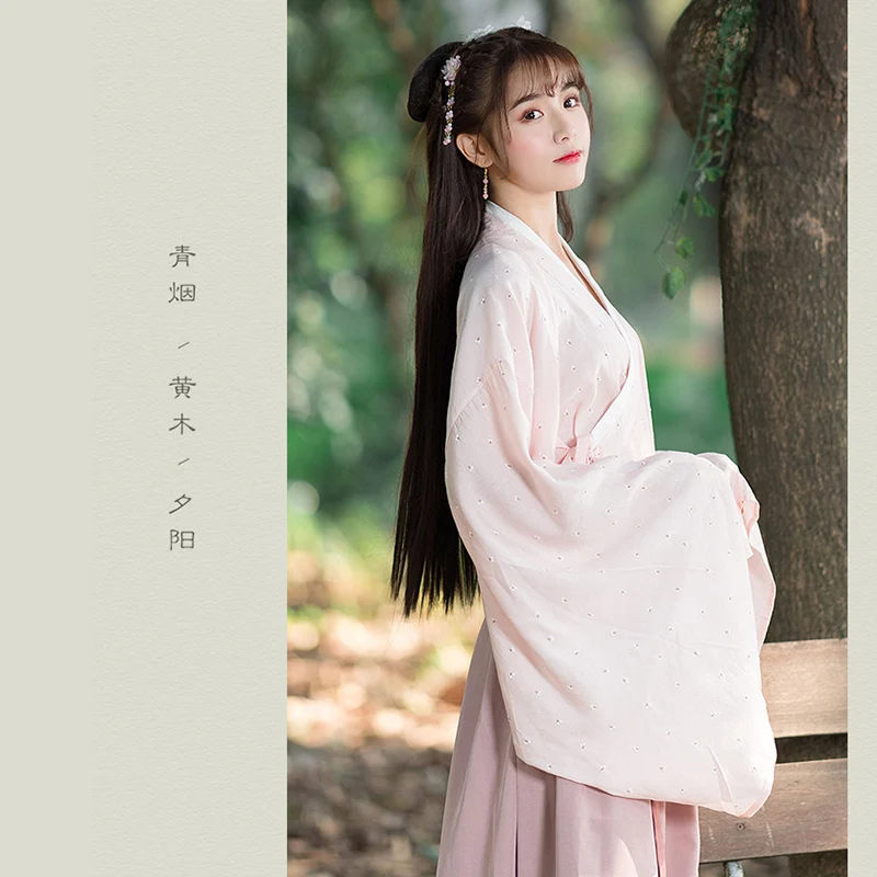 2019 розовый китайский традиционный костюм hanfu Женский Топ Dynastie Tang современный