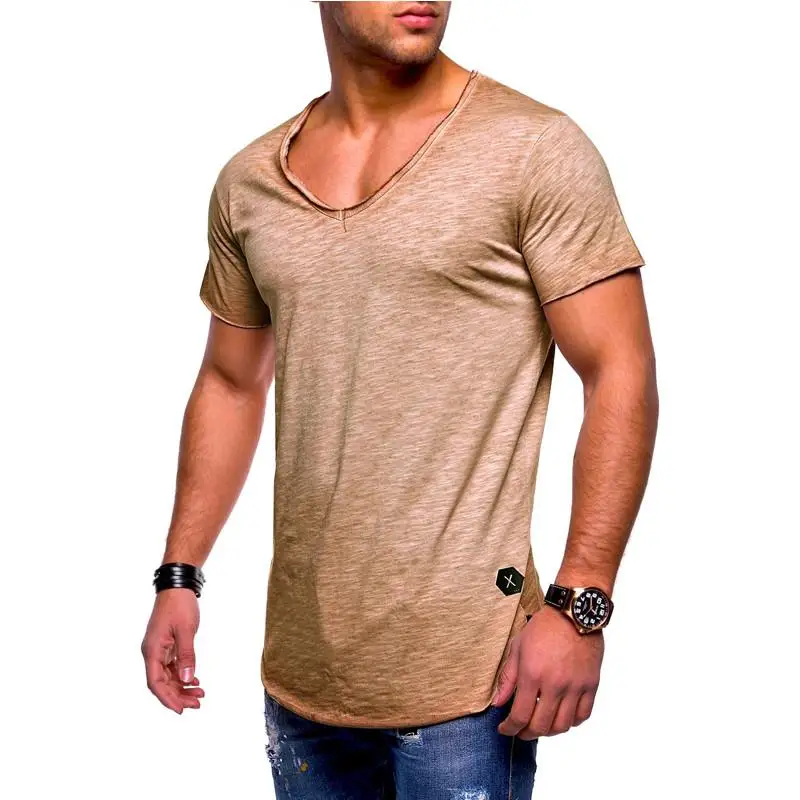 

2021 New Men's T-Shirt Custom Brand Design Fashion Iuxury V-Neck Fitness Casual TShirt Slim Fit T-Shirt Size M-3XL