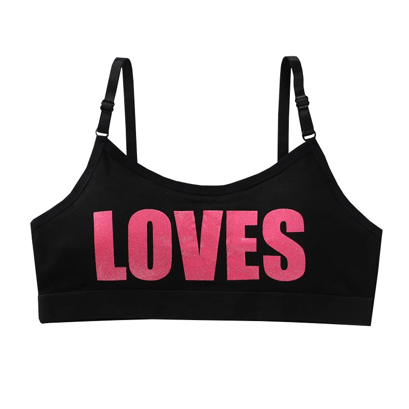 

girl bra Vest underwear summer Black and white kids brassiere 9-14Y Cotton/Spandex Teens Teenage Young Sport student Training