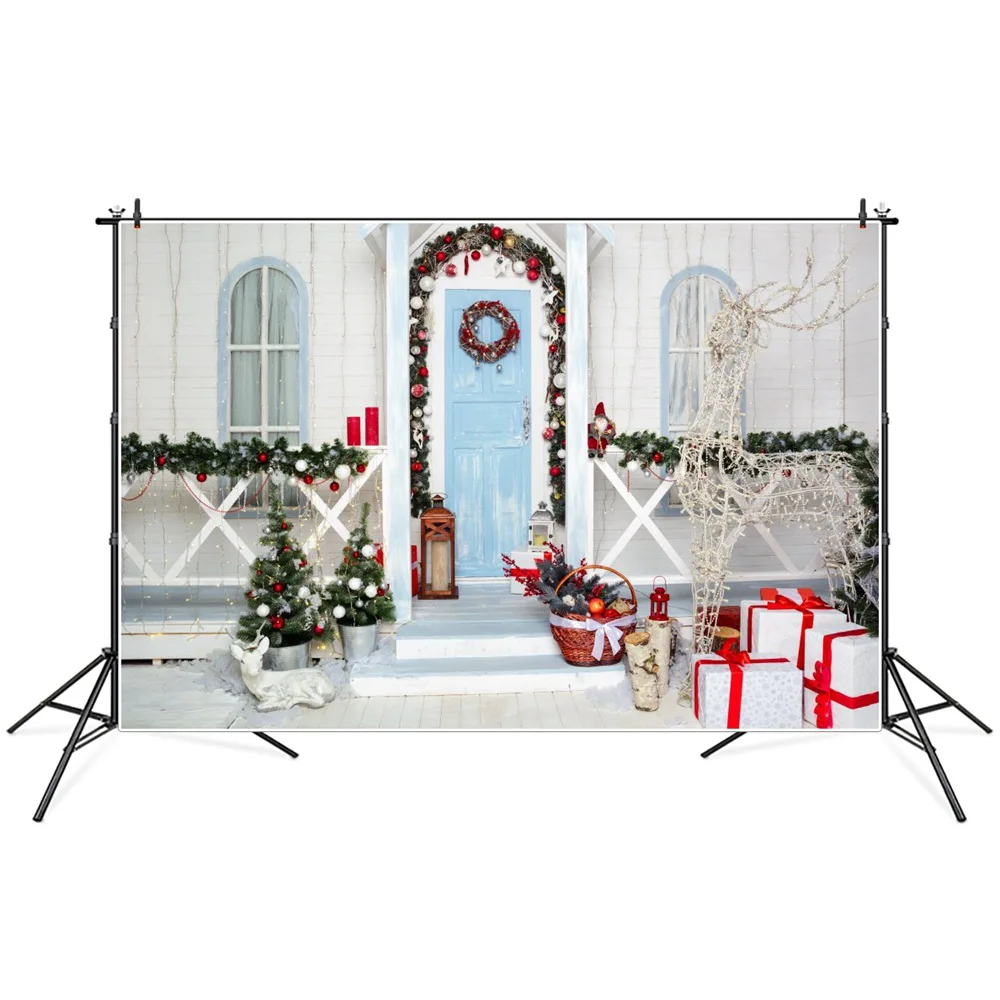 

Christmas Decors Porch Scene Photography Backgrounds Photozone Photocall Baby Child Photographic Backdrops For Home Photo Studio