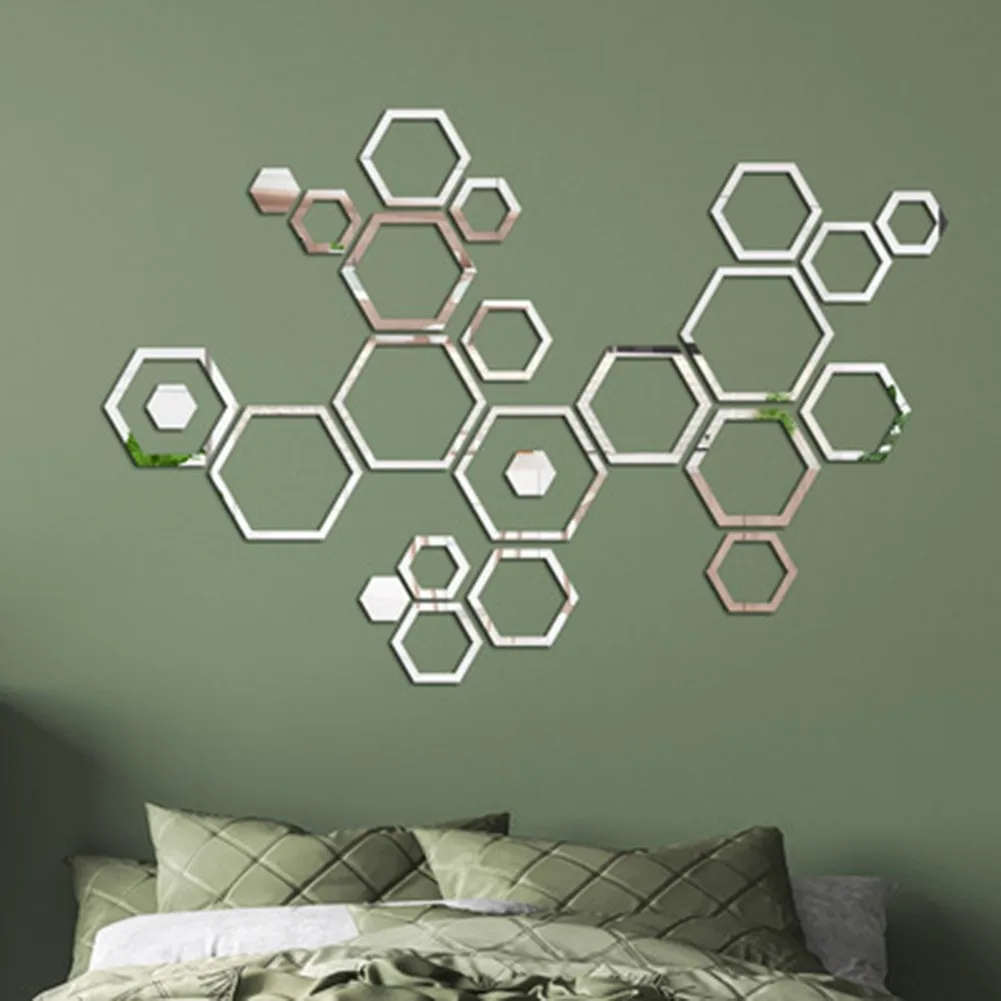 

24Pcs Large Modern Mirror Wall Sticker Art Decal Stick Mirror Paste Living Room Bedroom Home Wall Sticker Decor
