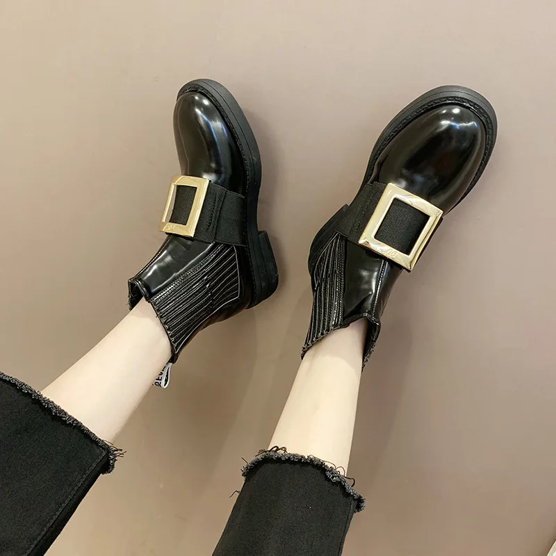 Новые женские полусапожки на плоской подошве женская обувь Zapatos de mujer Модный