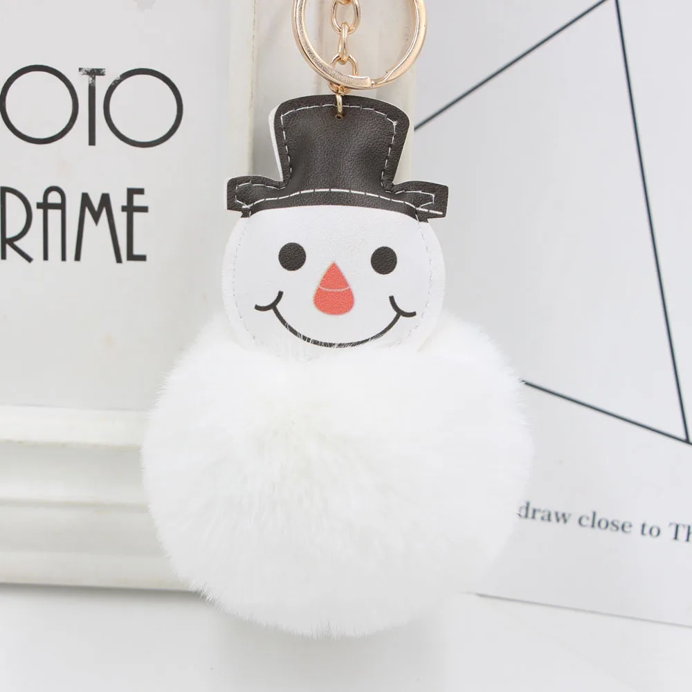 

Fashion Pompom Pendent Keychain Key Ring Plush Keyring Handbag Charms Cute Christmas snowman Holder Girl Women Gift Accessories