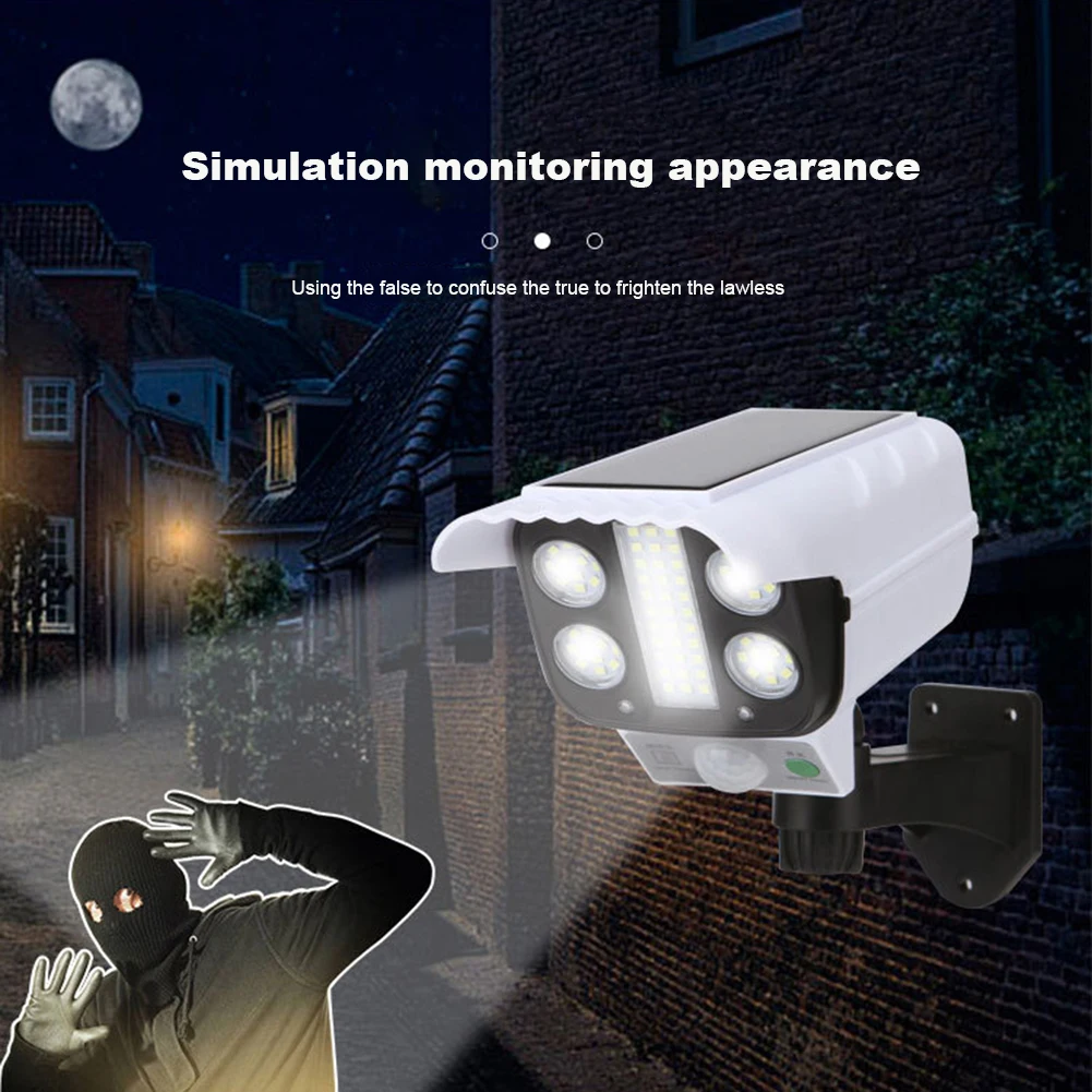 

Solar Light Motion Sensor Security Dummy Camera Wireless Outdoor Flood Light IP65 Waterproof 77 LED Lamp 3 Mode for Home Garden
