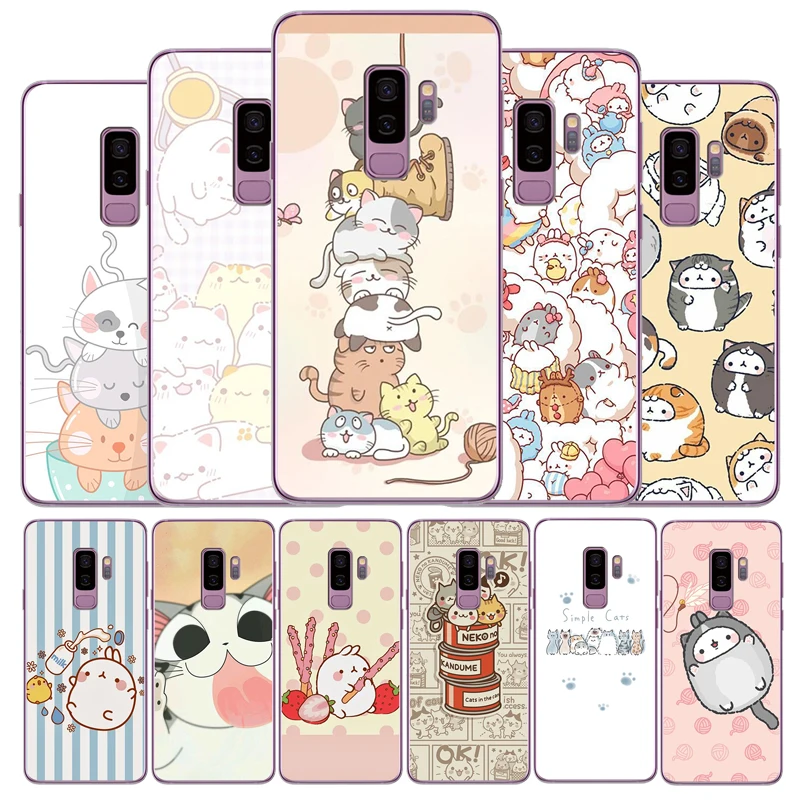 Kawaii Molang мультфильм аниме Кот рисунок ТПУ мягкий чехол для телефона Samsung Galaxy S6 S7 EDGE