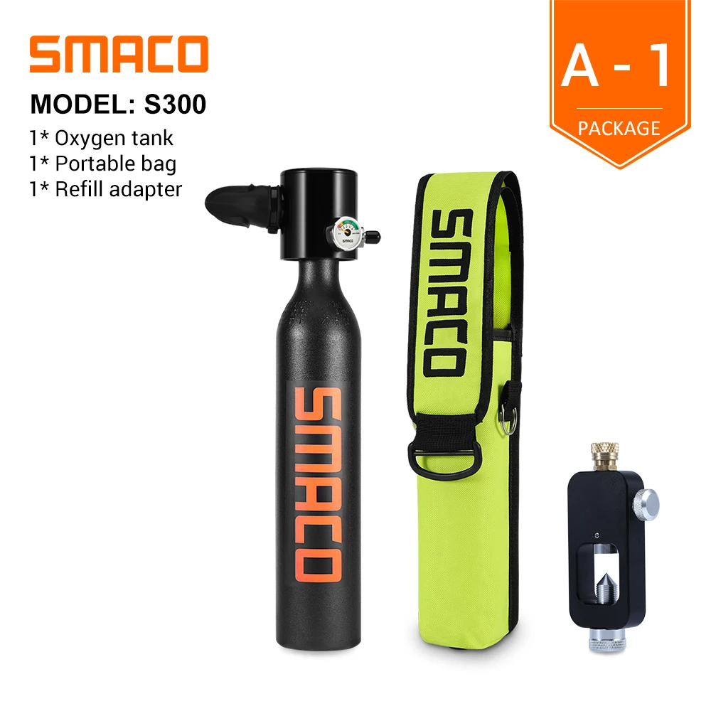 SMACO 0.5L Scuba Diving Cylinder Mini Oxygen Tank Set Respirator Air ...