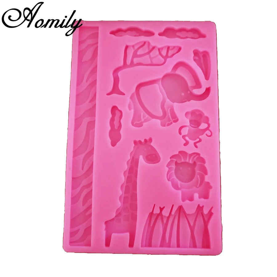 Силиконовая форма Aomily в виде слона льва жирафа обезьяны|Формы для тортов| |