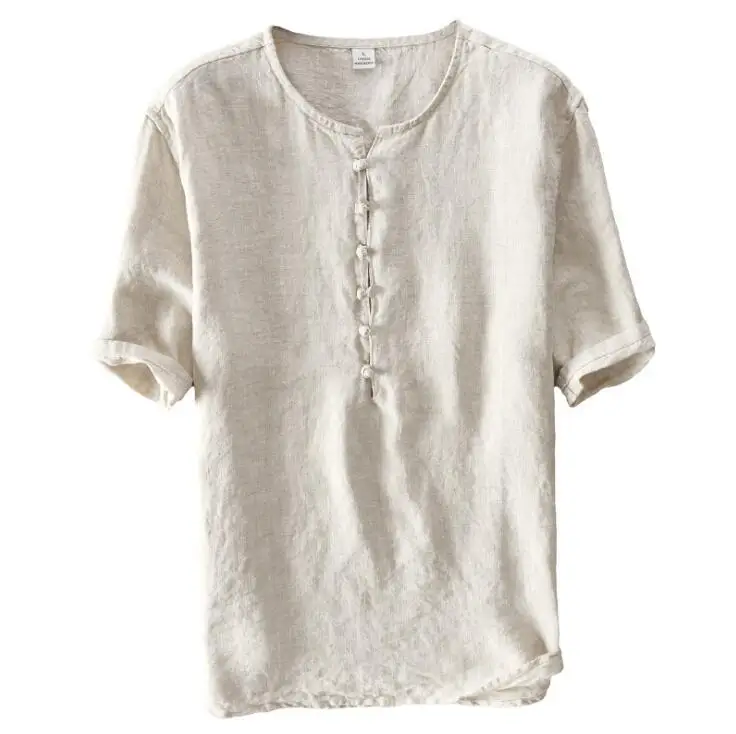 

Hot 2021 New Fashion Mens flax casual Slim Short sleeve T-Shirts Stylish Men O-Neck Cotton T Shirt Tops Tee Plus Size clothes