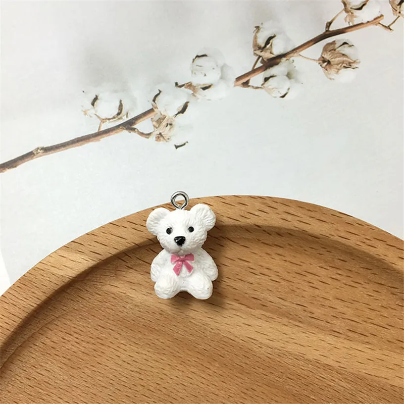 4 шт. Kawaii 3D медведь ожерелье смола шармы Подвески Diy для изготовления ювелирных изделий маленький медведь брелок ремесла ручной работы аксессуар