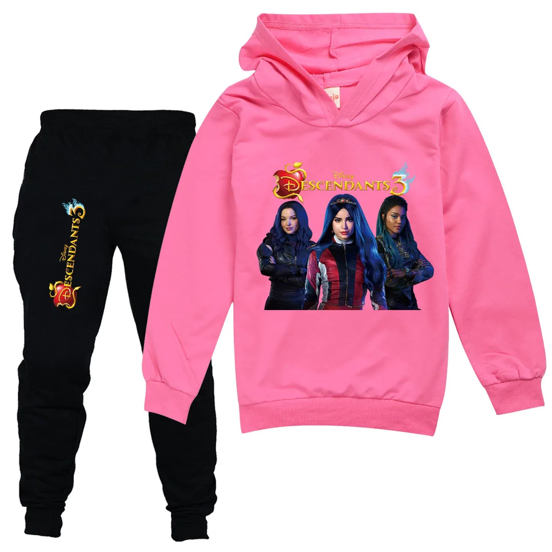 

New Toddler Descendant 3 Hoodies girl's set Tracksuit Full Sleeve Hoodied Sweatshirt Pockets Pants Suit Two Piece Set Outfits