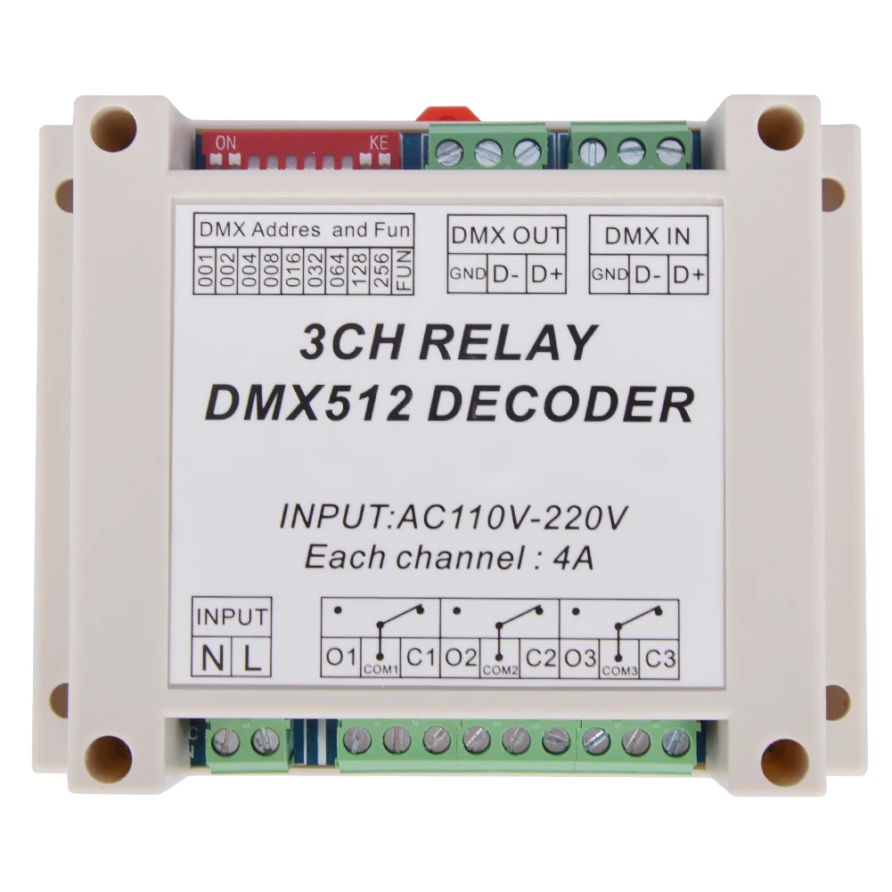 WS DMX RELAY 3CH 220 dmx 512 релейный контроллер задержки выход DMX512 дешифратор 3 канала * 4A AC110