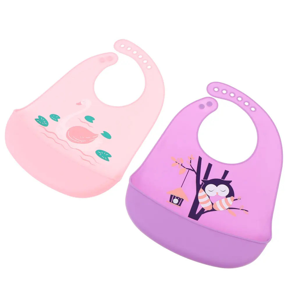 

2pcs Waterproof Baby Bibs Toddler Newborn Feeding Bibs with Food Catcher Pocket