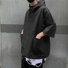 Толстовка мужская с капюшоном, Повседневная Уличная одежда в японском стиле, свитшот с карманами, пуловер, в стиле хип-хоп, на лето