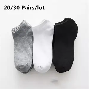 20/30pairs/Men's Casual Boat Socks Solid Color Socks Shallow Mouth Breathable Soft Socks Men's Shoes