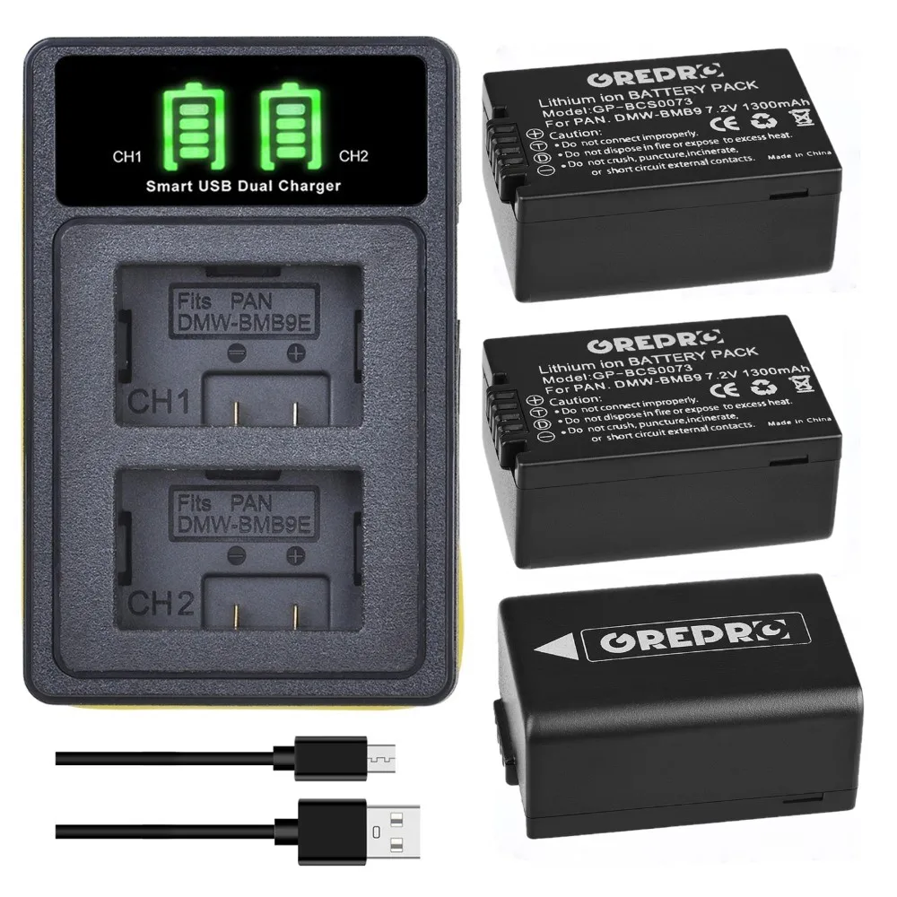 Аккумулятор и зарядное устройство 1300 мА · ч DMW-BMB9E BMB9 DMW-BMB9 со встроенным USB для