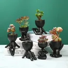 Nordic гуманоид Керамика горшок для растений, персонаж сидя ваза-скульптура, сад, настольных Цветочная композиция Контейнер украшения