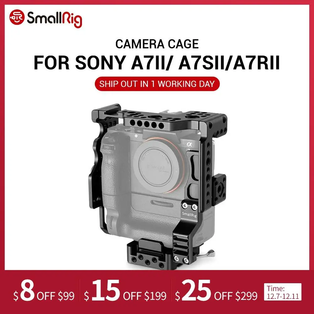 SmallRig A7M2 клетка для камеры Sony A7II / A7SII A7RII с батарейным хватом рейкой Nato Arri
