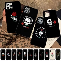 maiyaca rose skeleton skull phone case for iphone 11 12 13 mini pro xs max 8 7 6 6s plus x 5s se 2020 xr case