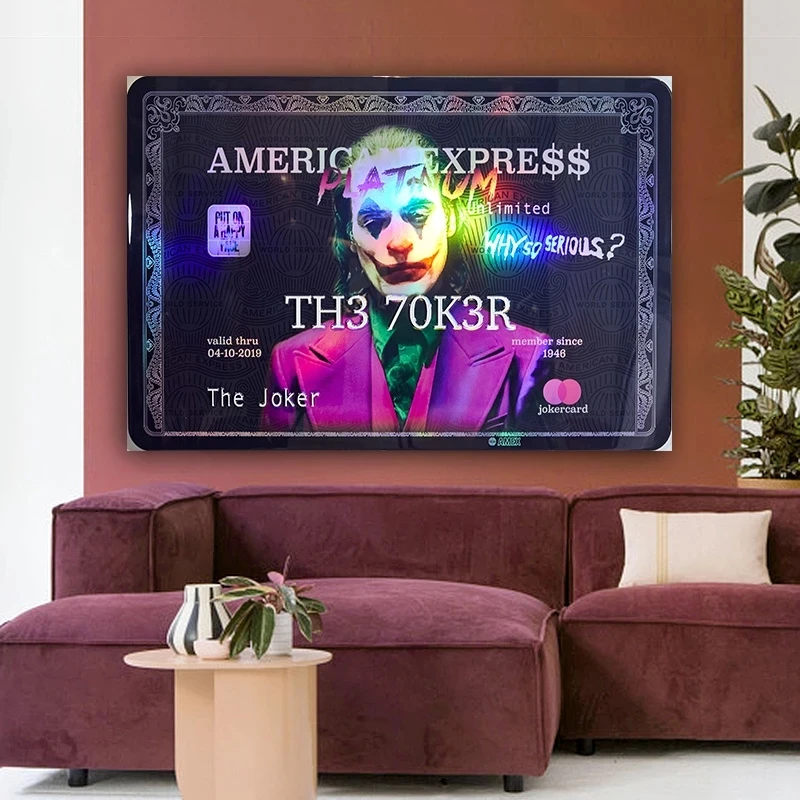 

The Joker American Express Canvas Poster Printed Wall Decor Painting Creativity Character Wall Art Pictrue for Living Room Decor