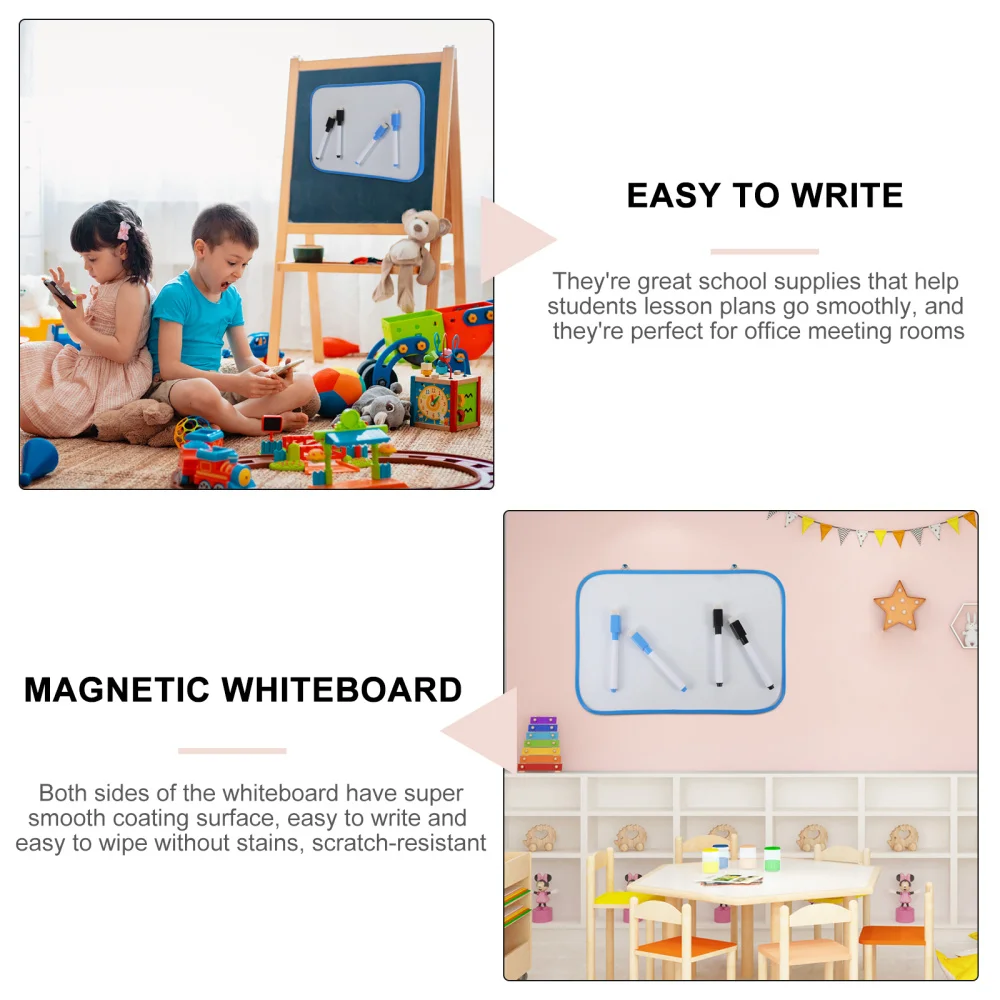 

1pc Double-sided Magnetic Whiteboard Kids Hanging Writing Board with 4pcs Pens