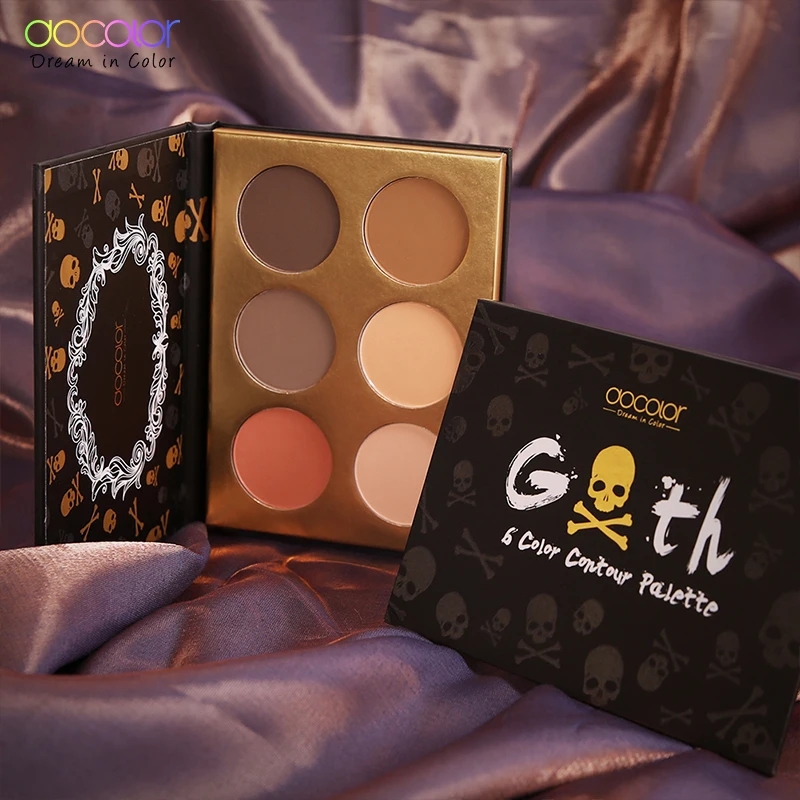Палитра косметических хайлайтеров Docolor 6 цветов бронзовая пудра яркая Палетка