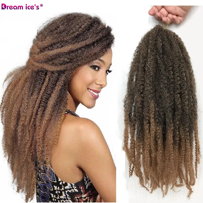 

18 Inches Afro Kinky Marley Braid Faux Locs Crochet Hair Synthetic Braiding Hair Extensions 100g /pack For Black Women Party
