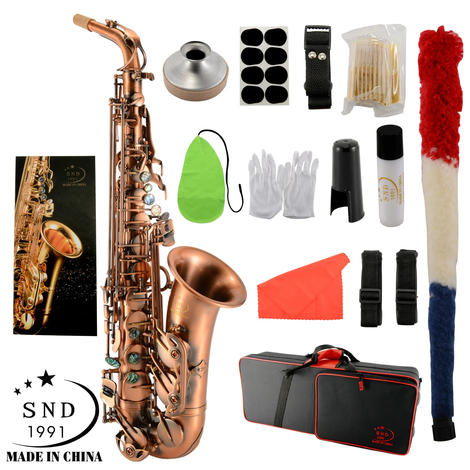 Высококачественный красный Бронзовый изогнутый Eb альт саксофон SND E flat Sax резной