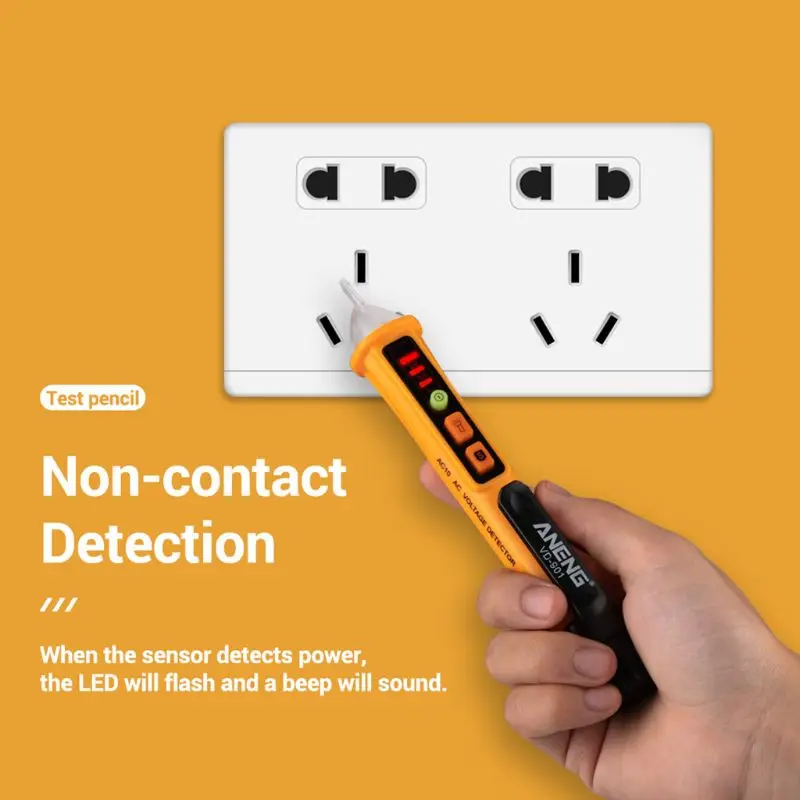 

AC 12V-1000V Voltage Tester Pen Non-Contact Volt Detector Stick Adjustable Range Buzzer Sound Light Alarm Alert Flashlight My12