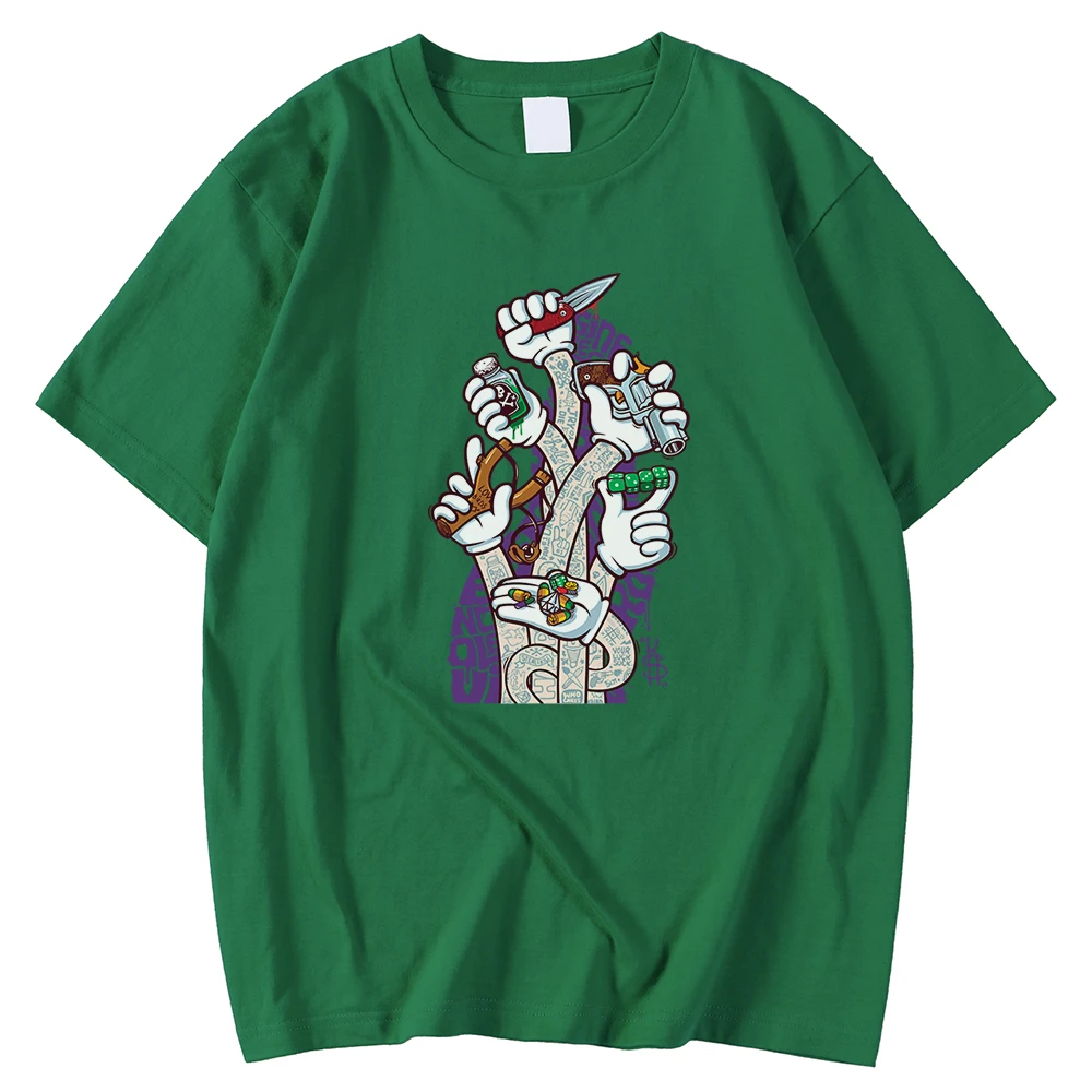 

Men's Fashion Vintage T-Shirt Gun Knife Print Tattoos Spring Summer Tees Short Sleeve