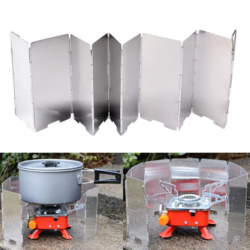 

1Pc Wind Shield Screens 14*60cm 9 Plates Wind Deflectors Foldable Outdoor Camping Gas Stove