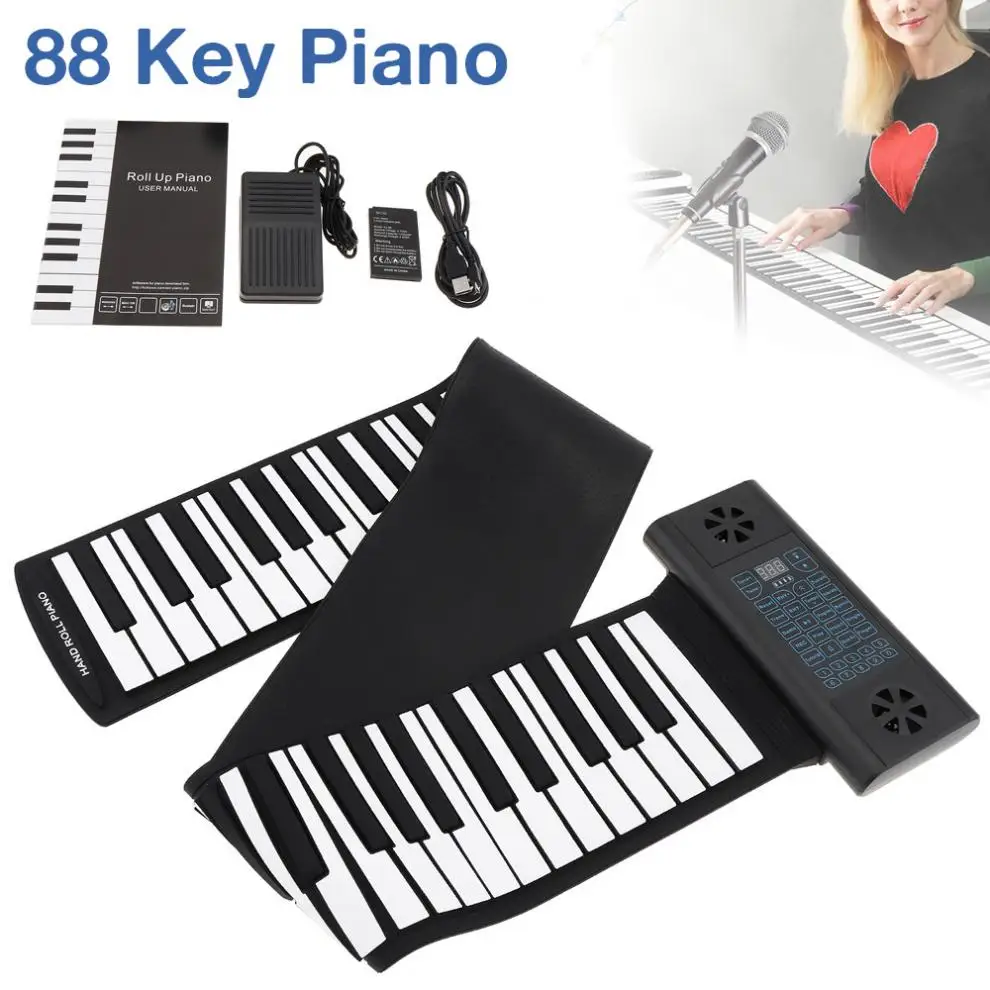 88 клавиш миди свернутый фортепиано перезаряжаемые электронные портативные