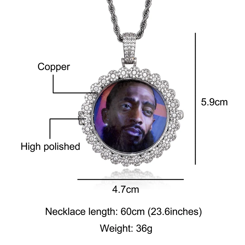Хип-хоп сделанное на заказ фото округлое ожерелье и кулон для мужчин ювелирные