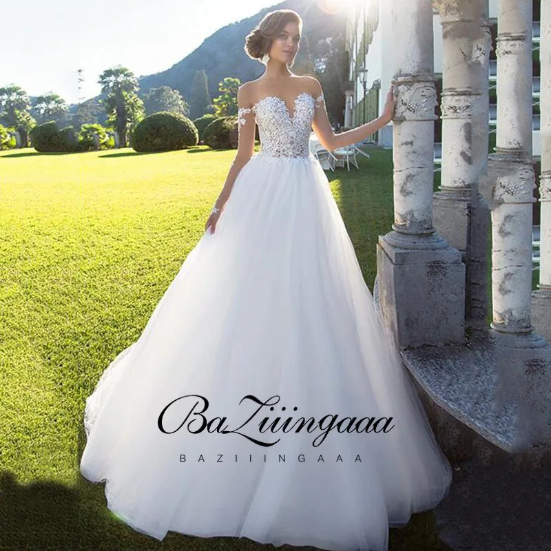 

BAZIIINGAAA Simple Wedding Dress Lace Little Beading Strapless Dress Luxury WeddingGowns Bridal Can Be Washed Bride Dresses